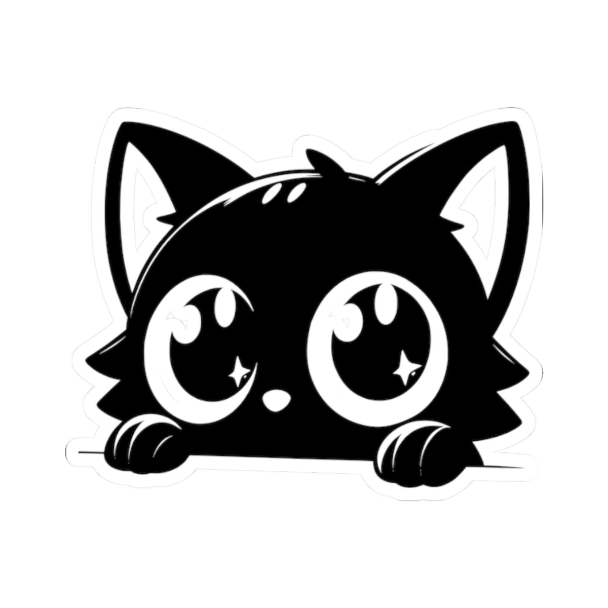 Cute Cat Kiss-Cut Stickers | Black Cat Laptop Decals, Cute Aesthetic Stickers, Gift for Cat Lovers, Cute Animal Stickers