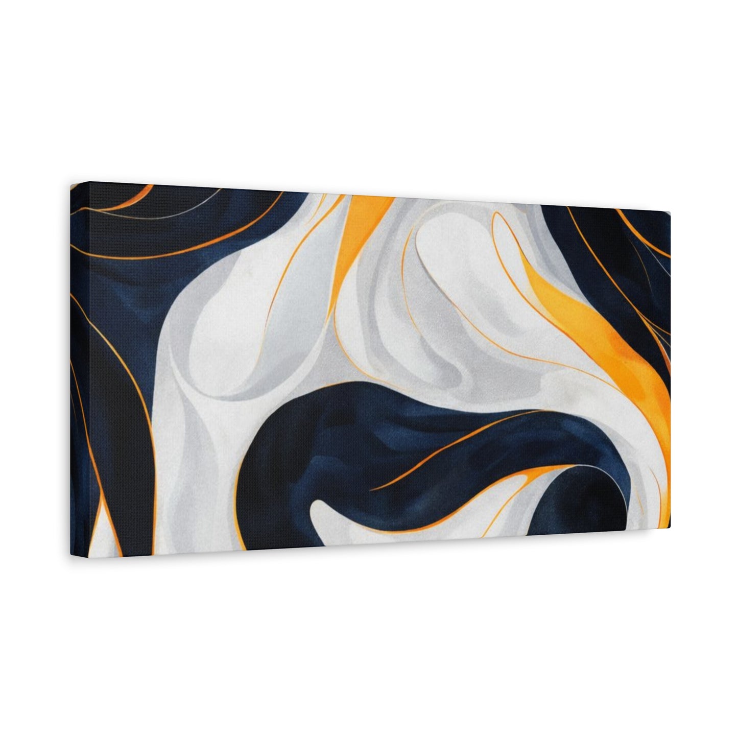 Abstract Navy & Gold Swirl Matte Canvas Wall Art