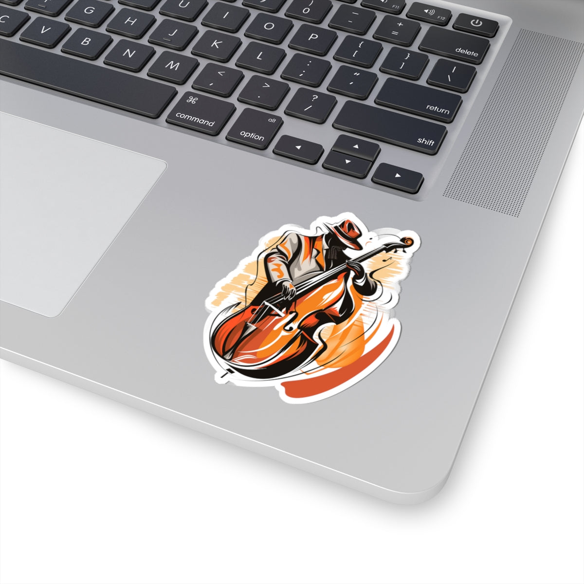 Jazz Bassist Sticker — Retro Double Bass Music Vinyl Decal for Laptops & Instruments