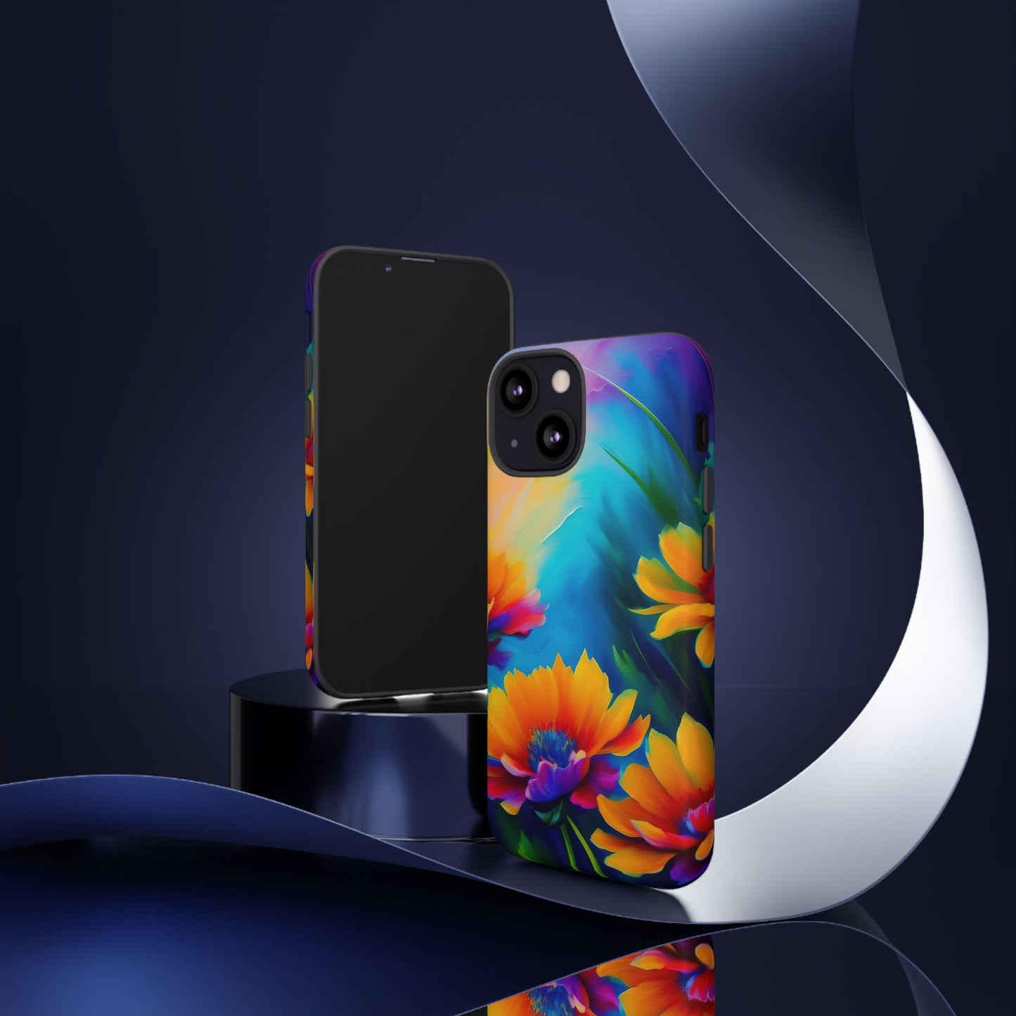 Floral Sunset Tough Phone Case — Vibrant Watercolor Flowers Protective Cover