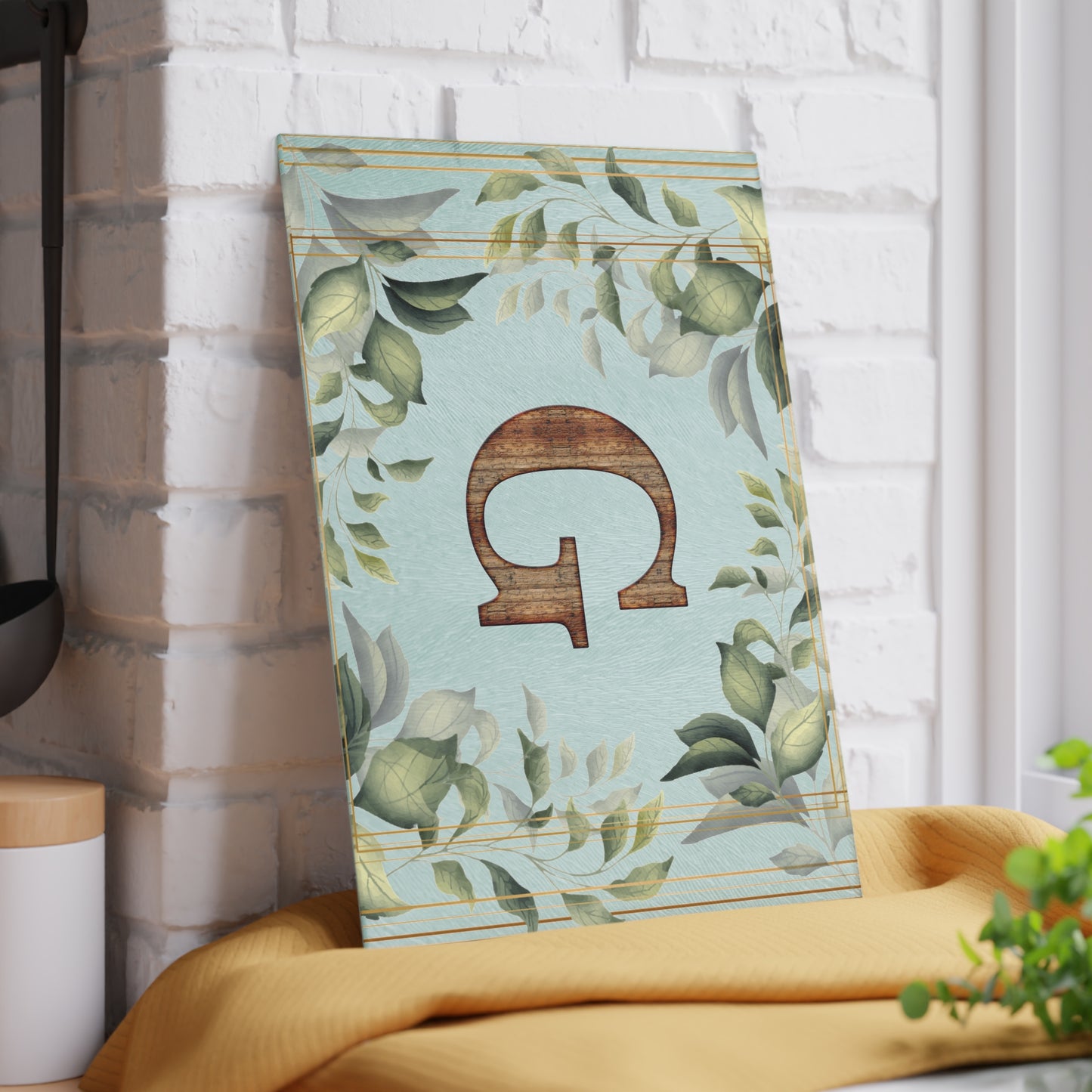 Glass Cutting Board — Monogram G Floral Wood Initial Decorative Kitchen Board