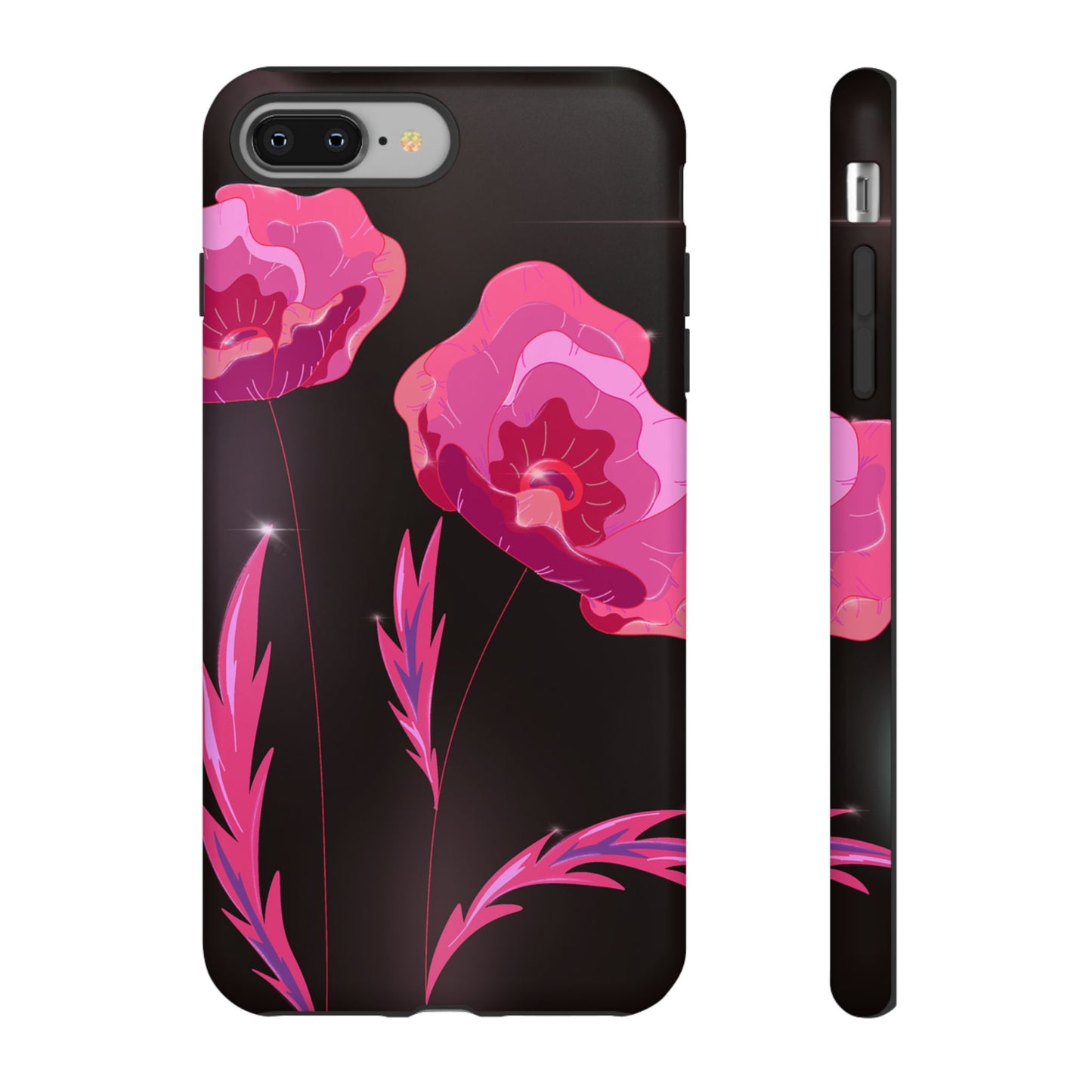 Floral iPhone Case | Tough Cases with Pink Poppy Design, Elegant Flower Phone Cover, Gift for Her, Spring Accessories, Chic Tech