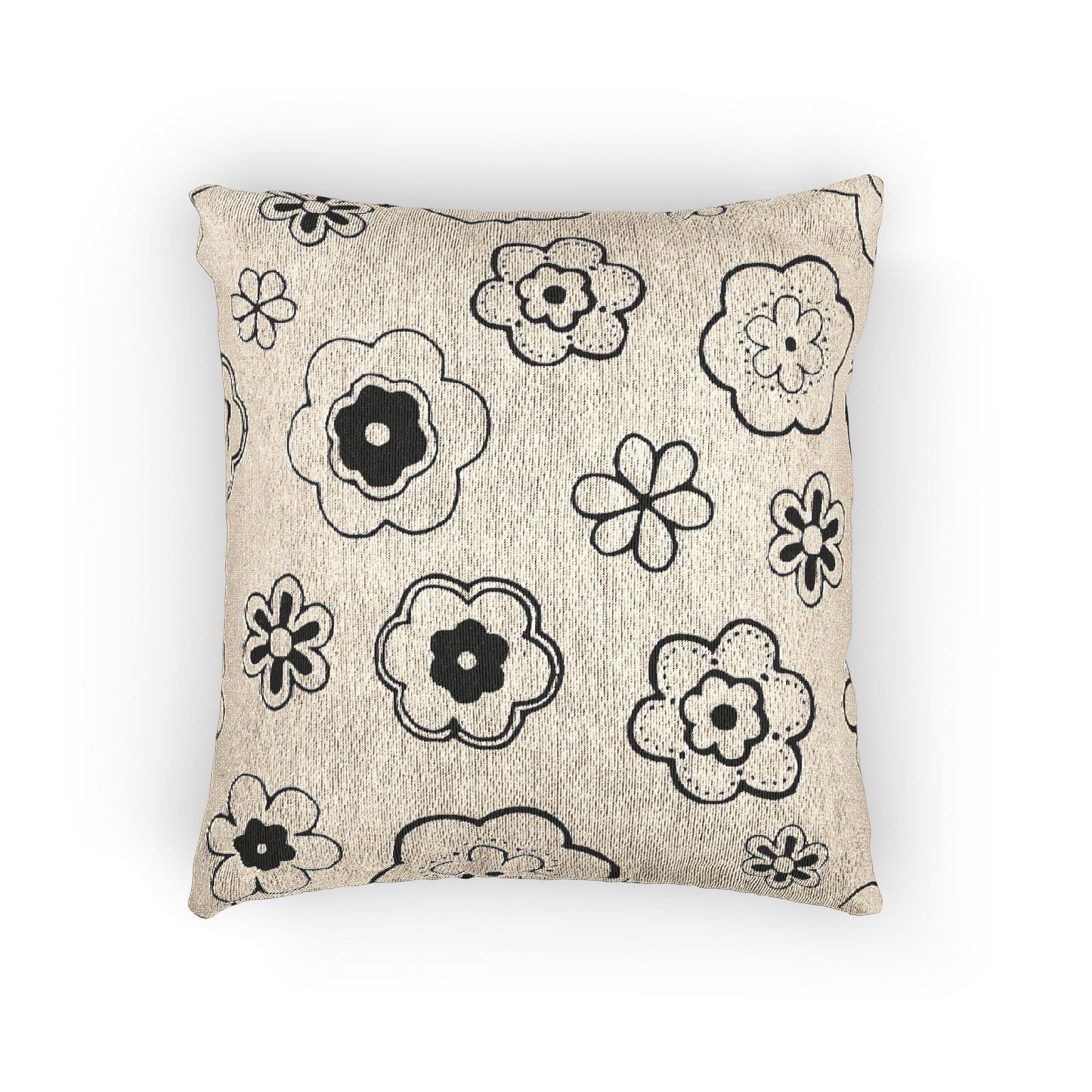 Boho Floral Woven Pillow, Decorative Throw Cushion, Artisan Home Decor, Gift for Home, Cozy Living Room Accent