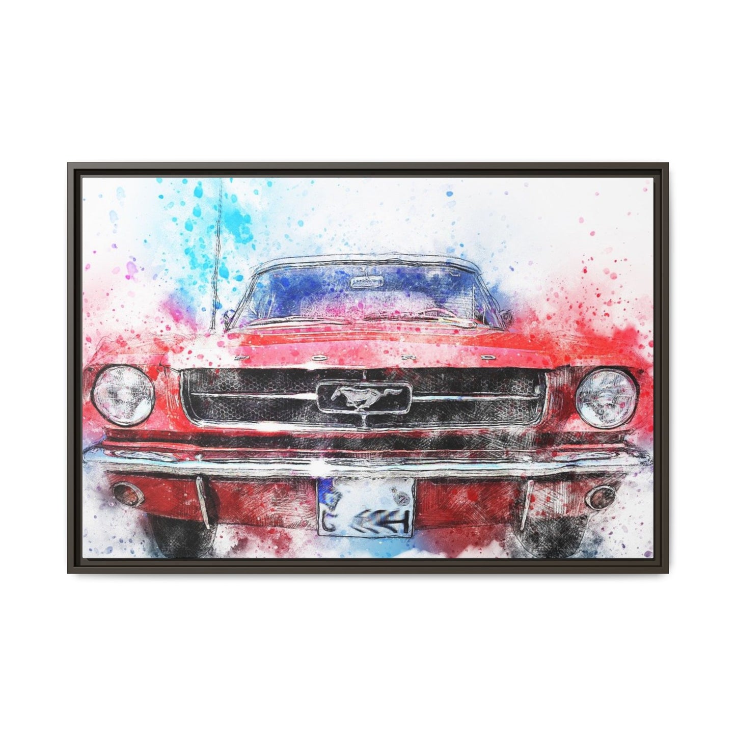 Matte Canvas, Framed Mustang Car