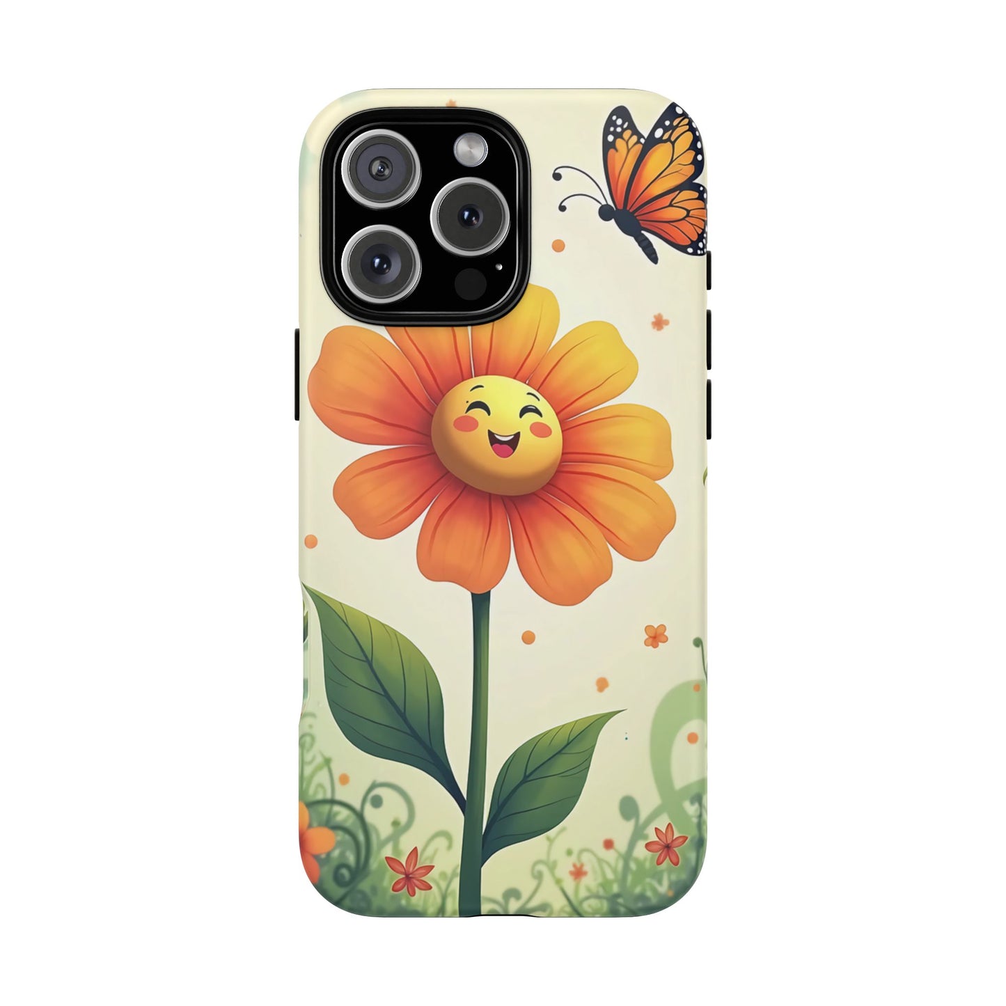 Floral Phone Case with Butterfly Design, Cute Flower Phone Cover for Nature Lovers, Eco-Friendly Gift, Spring Vibes, Birthday Present