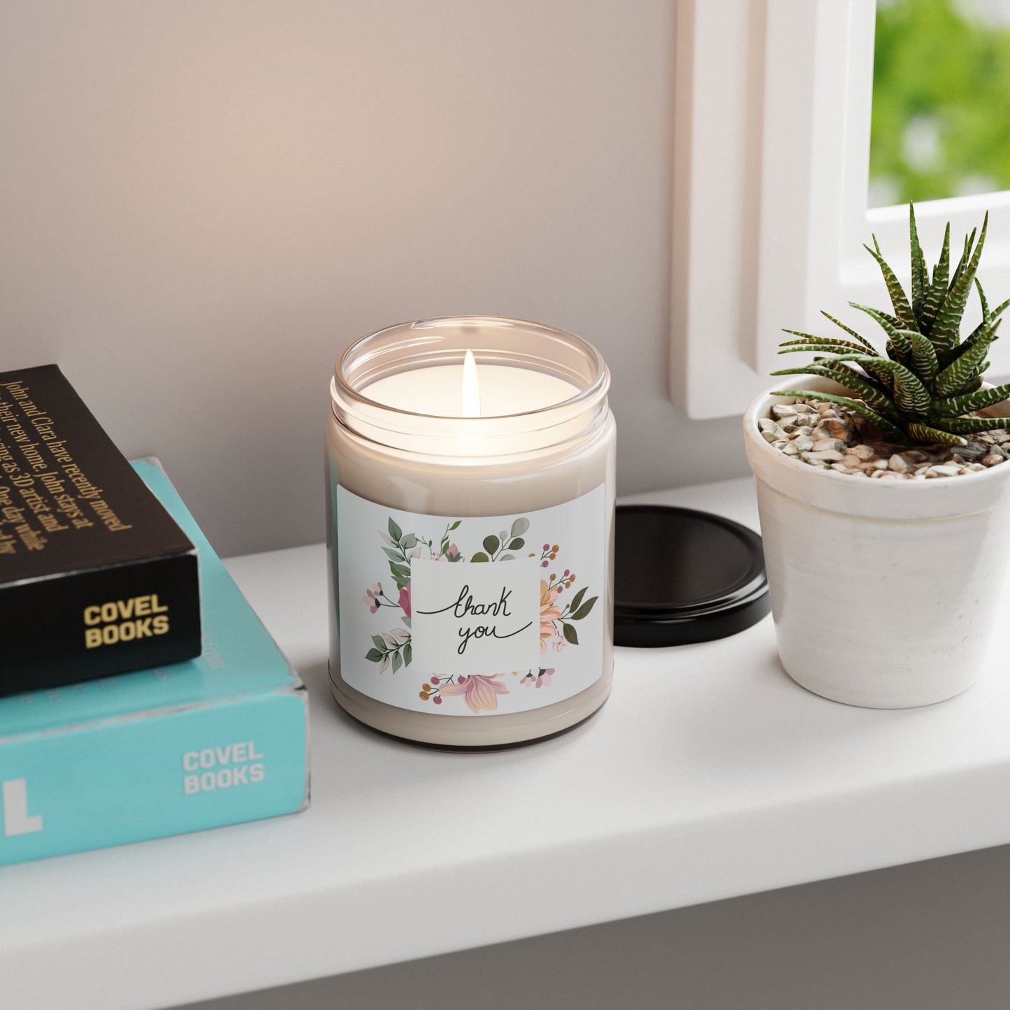 Thank You Floral Soy Candle — 9oz Scented Jar (Gift, Wedding Favor, Hostess)