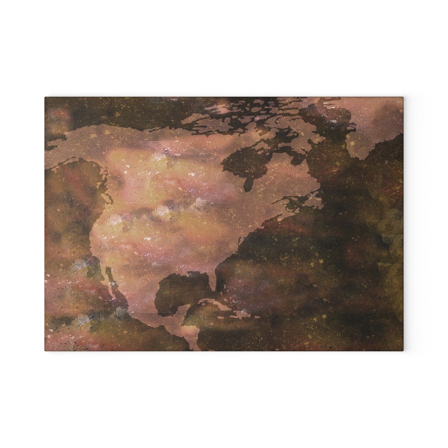 World Map Glass Cutting Board – Vintage Earthtone Kitchen Cutting Board