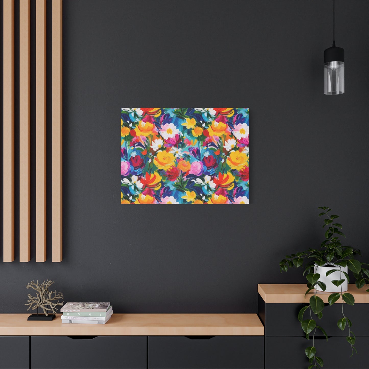 Vibrant Floral Matte Canvas Wall Art — Colorful Garden Print, Stretched 1.25"