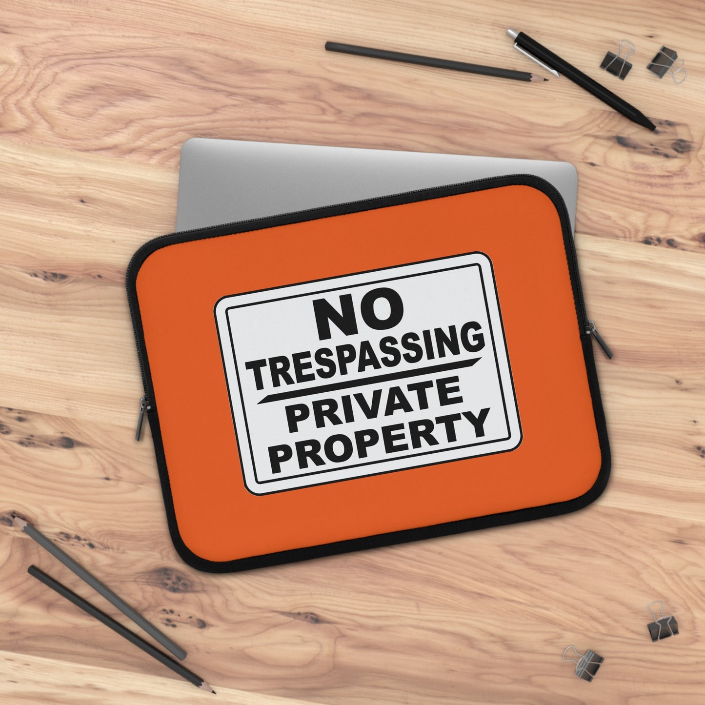 Bold Statement Laptop Sleeve - No Trespassing Design