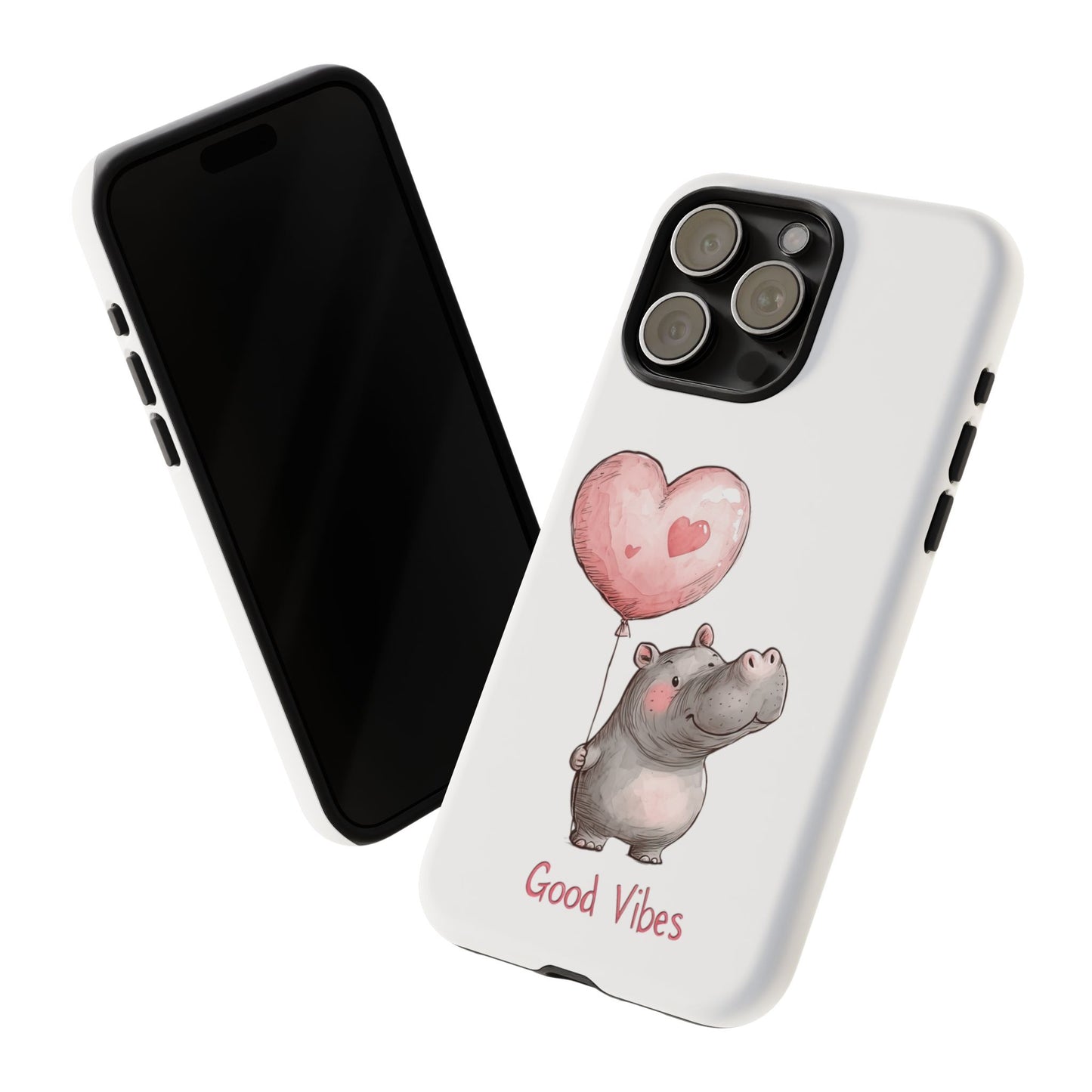 Cute Hippo Phone Case - Good Vibes Design, Animal Lover Gift, Fun Accessory, Birthday Present, Phone Accessories