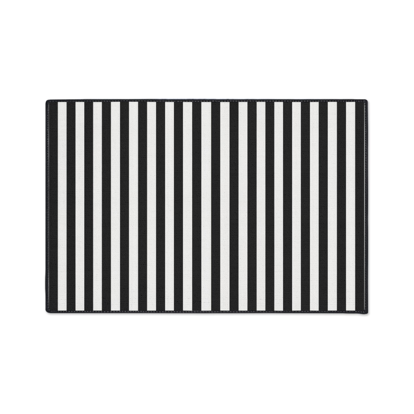 Black & White Striped Heavy Duty Floor Mat — Durable Entrance Rug for Home, Office & Garage