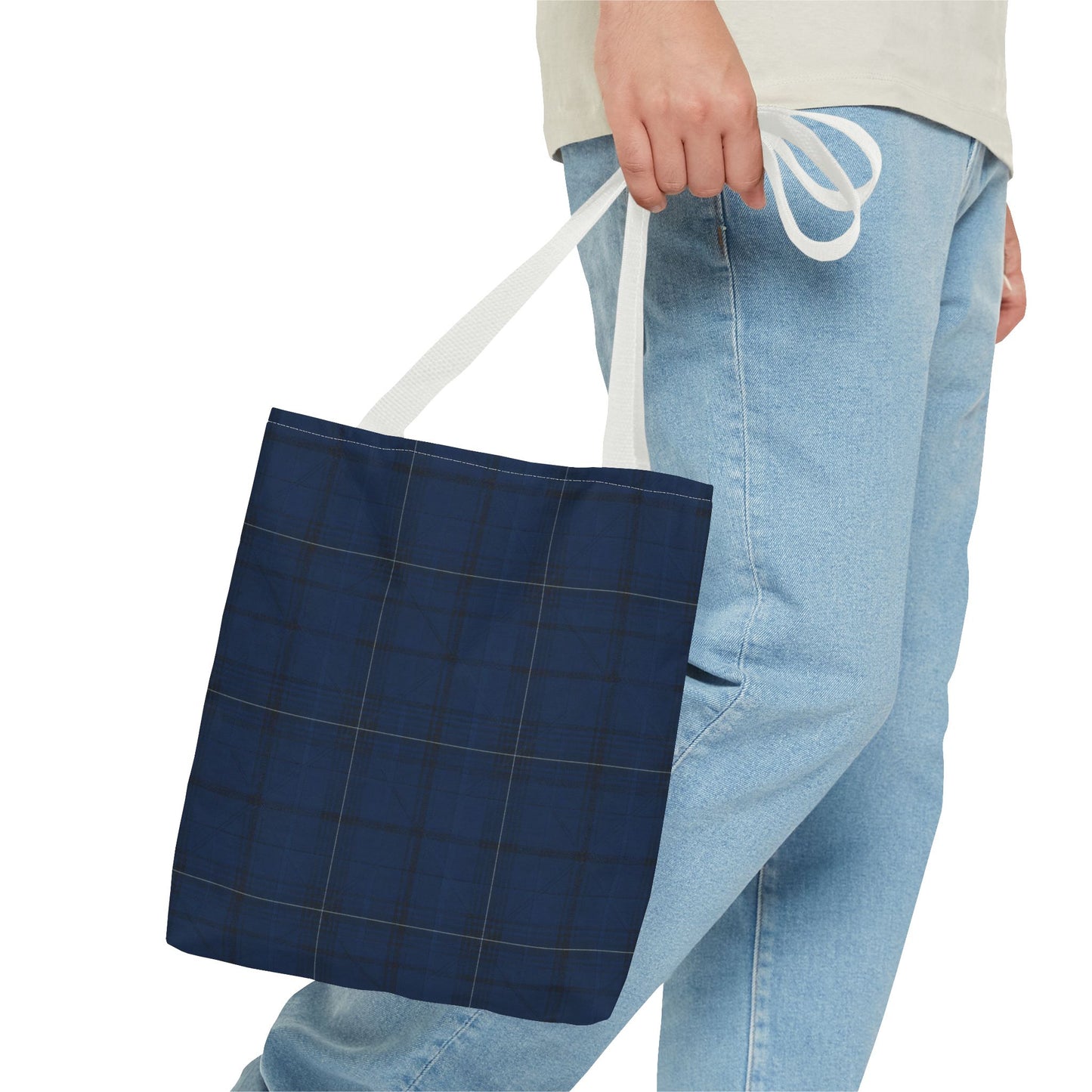 Navy Tartan Tote Bag – Classic Plaid Tote
