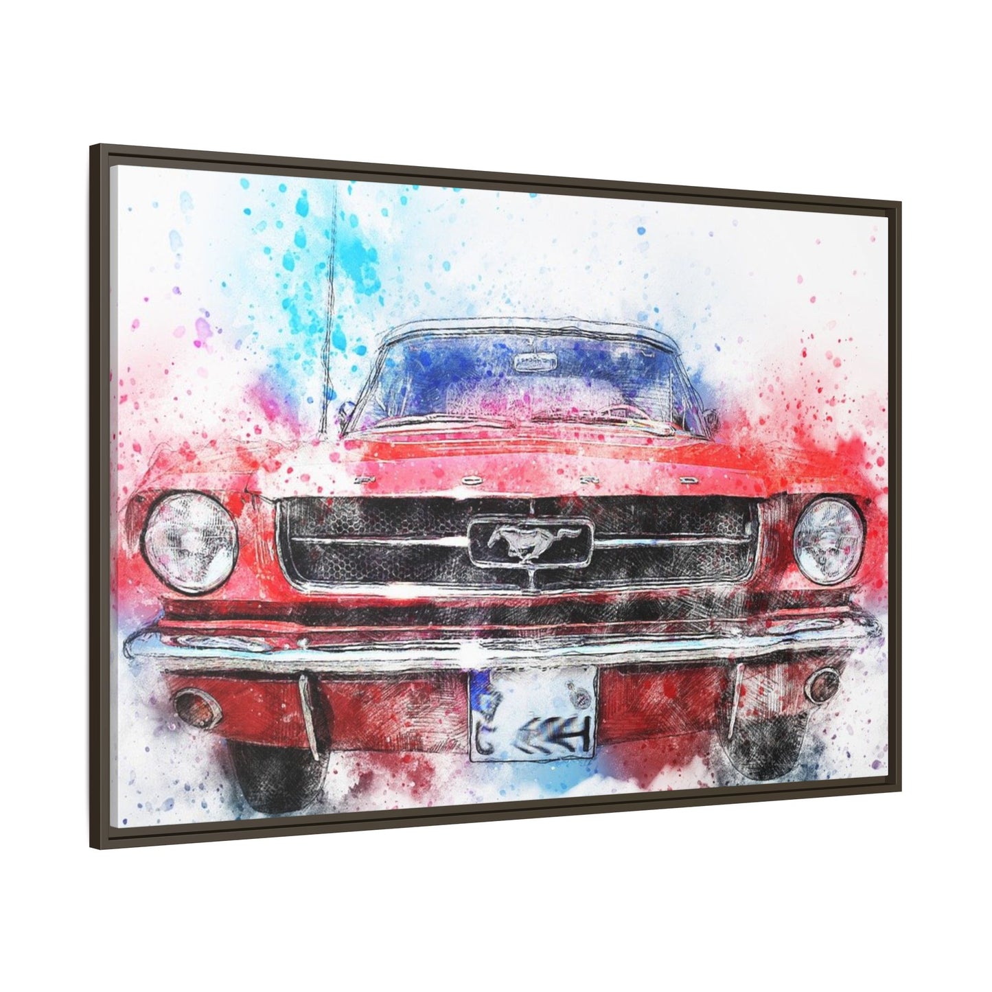 Matte Canvas, Framed Mustang Car
