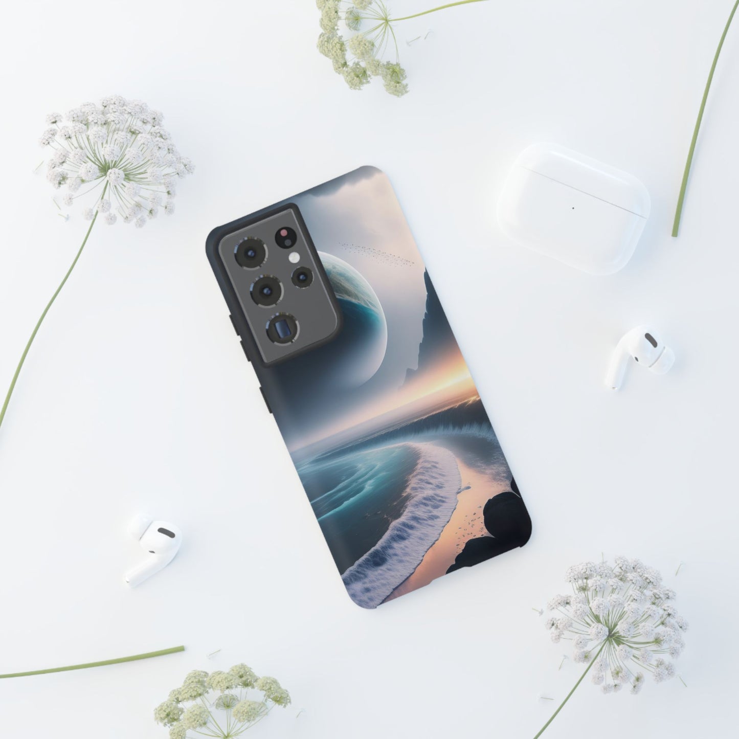 Galaxy Ocean Phone Case — Surreal Planet Beach Tough Case