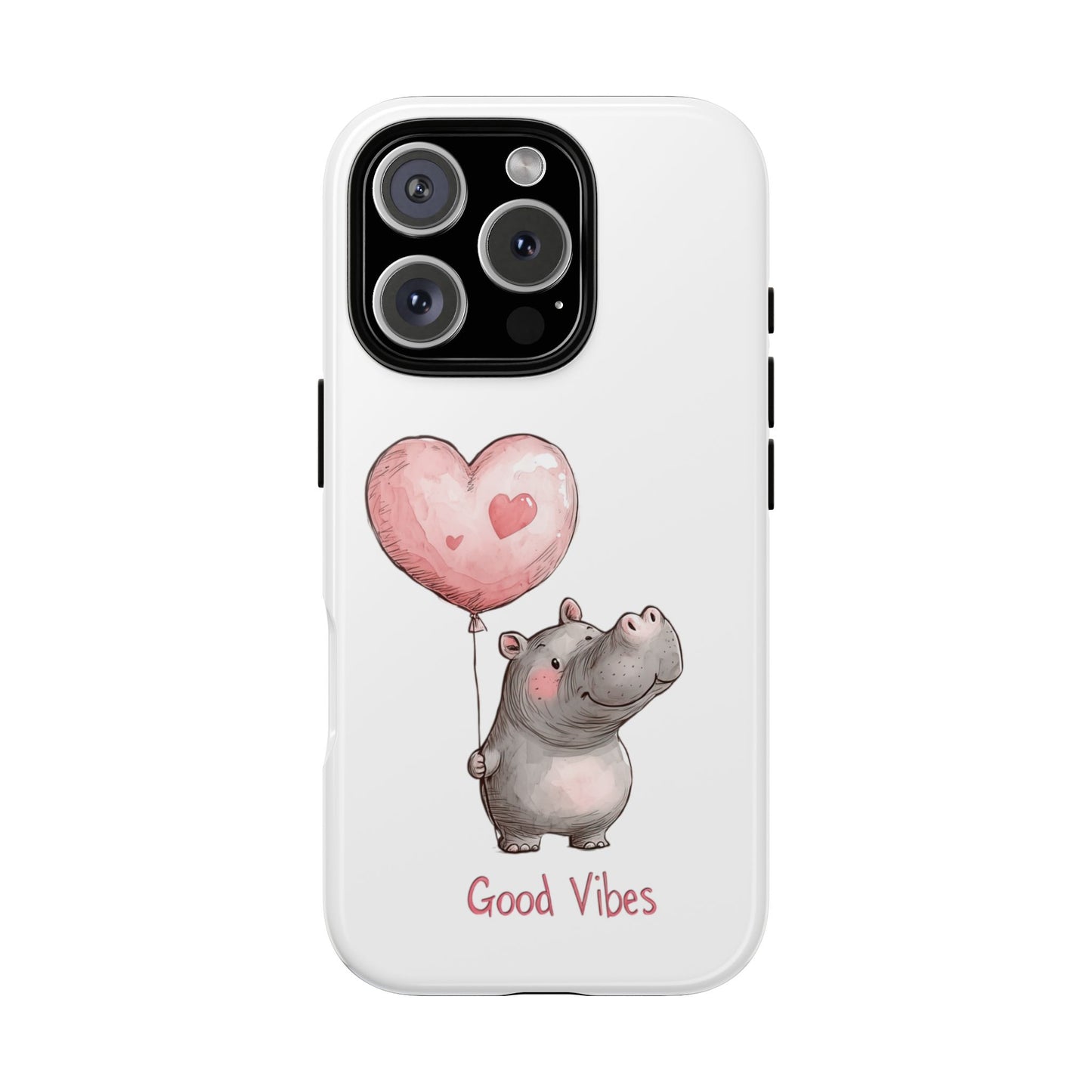 Cute Hippo Phone Case - Good Vibes Design, Animal Lover Gift, Fun Accessory, Birthday Present, Phone Accessories