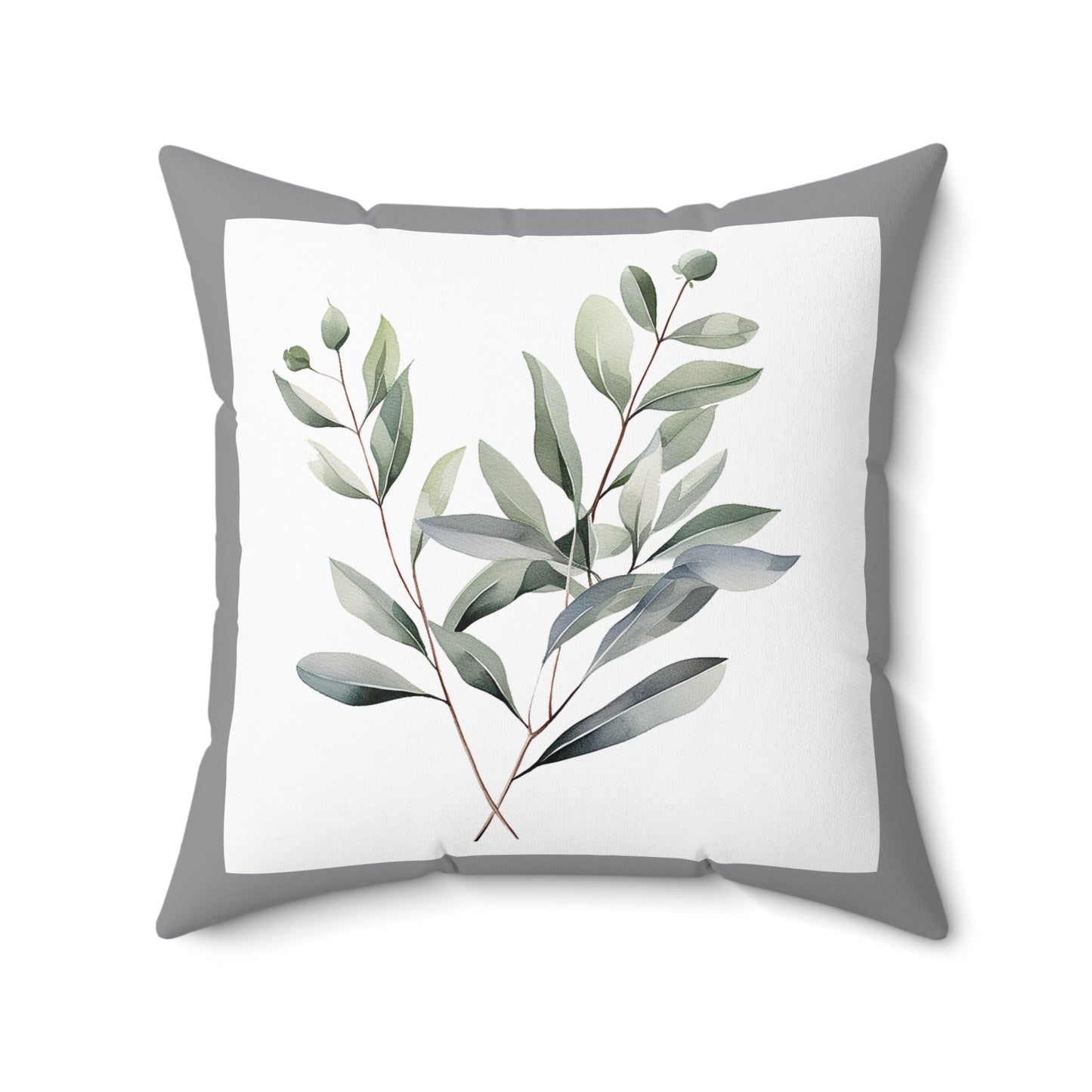 Botanical Eucalyptus Throw Pillow — Watercolor Greenery Accent Pillow