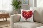 Valentine Red Heart Decorative Pillow — Romantic Floral Heart Throw Pillow