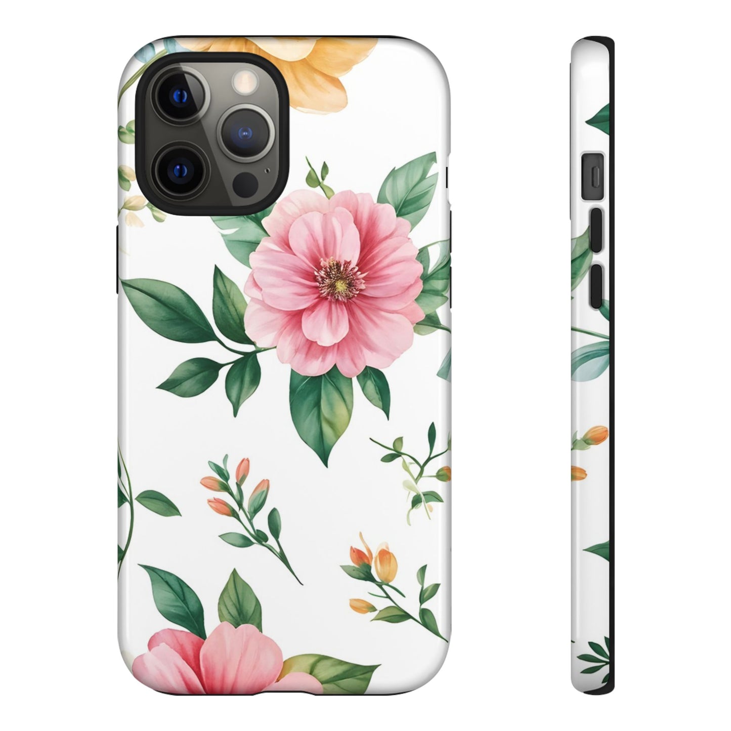 Floral Tough Phone Case — Pink Peony Protective Phone Cover