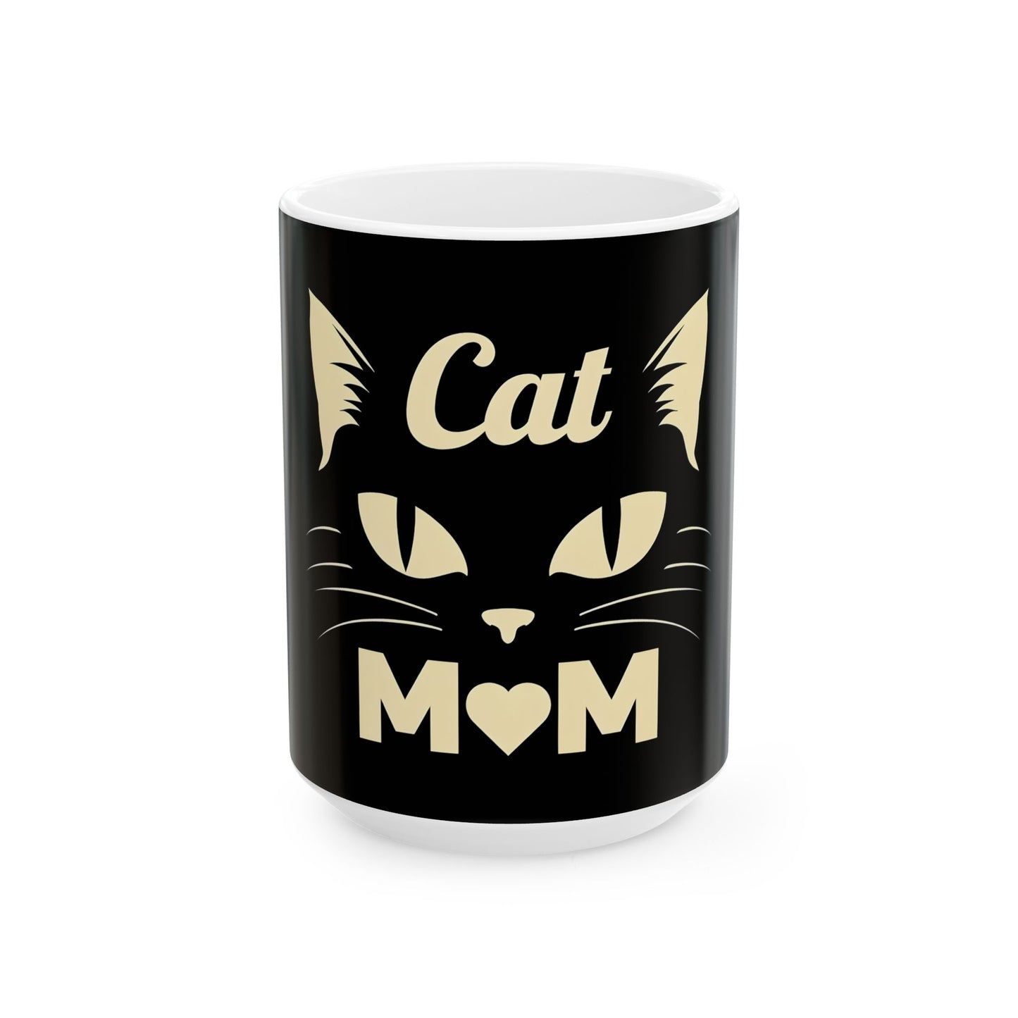 Cat Mom Coffee Mug – Black Ceramic 11oz/15oz