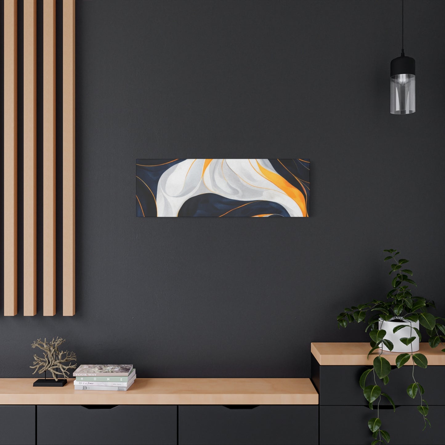 Abstract Navy & Gold Swirl Matte Canvas Wall Art