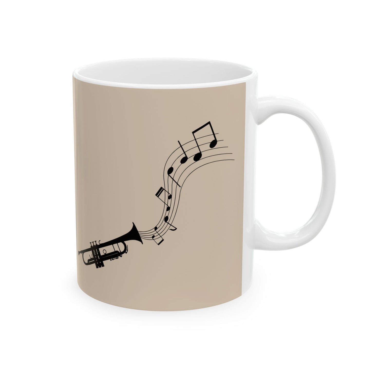 Trumpet Notes Ceramic Mug — Musical Instrument Coffee Cup (11oz/15oz)