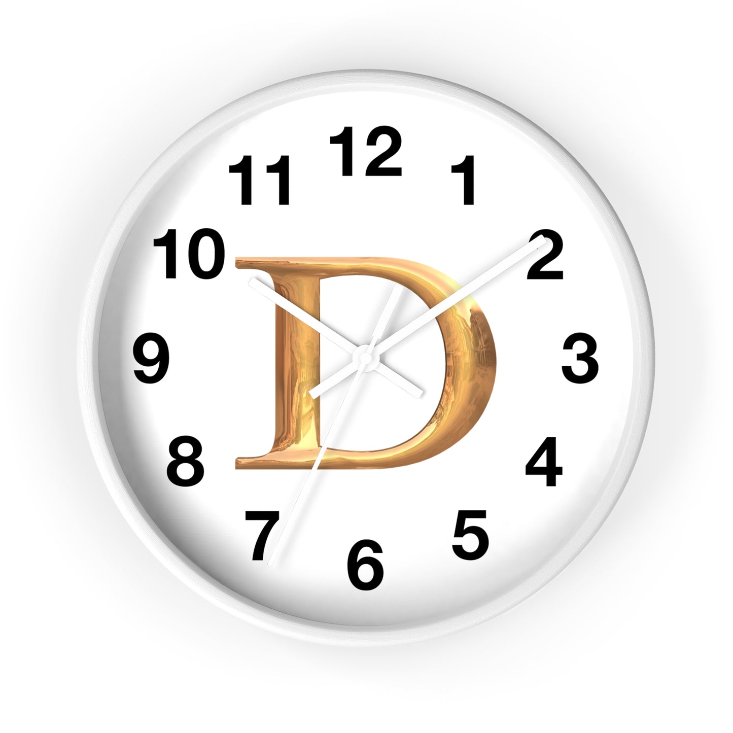 Elegant Initial D Wall Clock, Personalized Home Decor, Modern Timepiece, Gift for Her, Study Room Wall Art, Unique Design