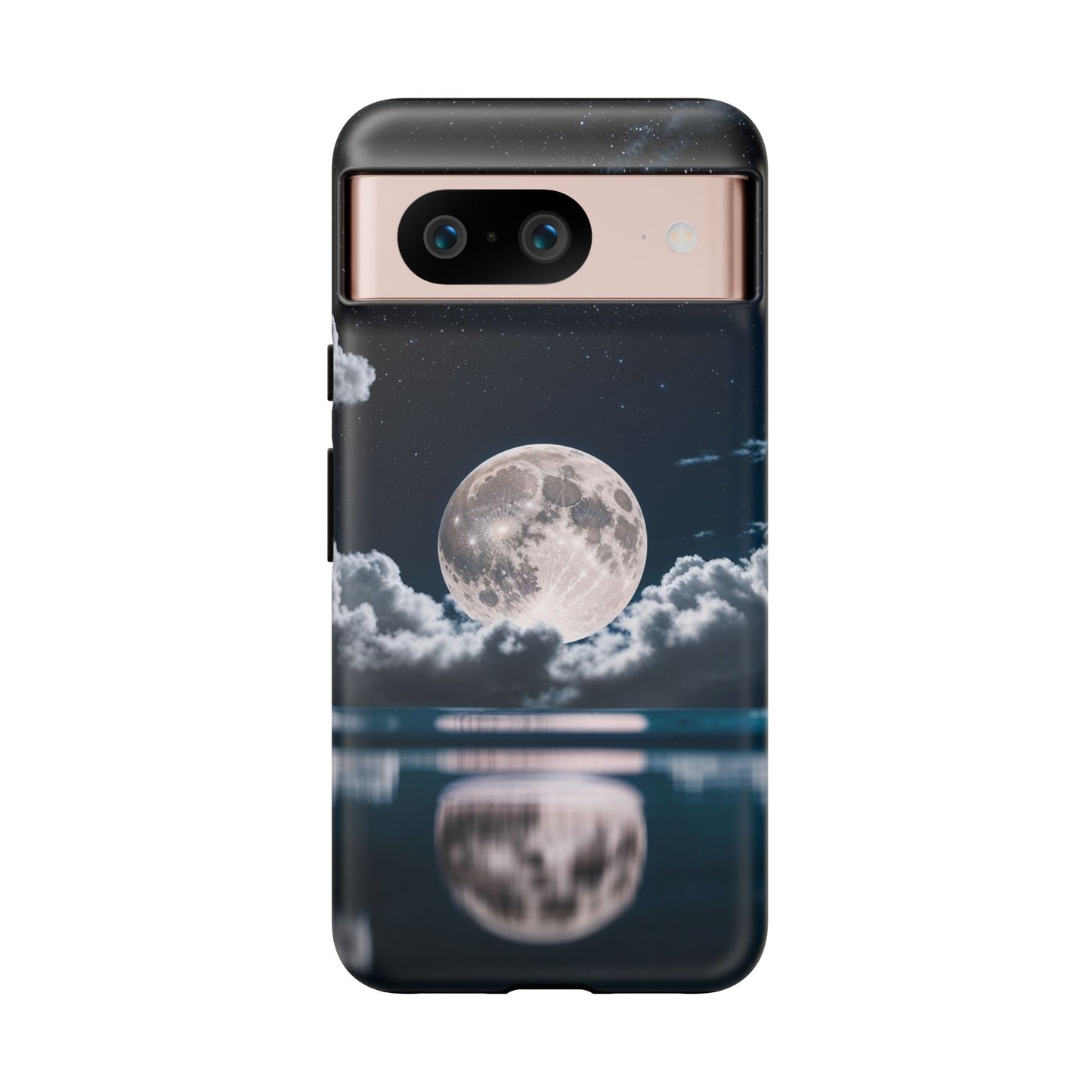 Moonlit Reflection Phone Case — Night Sky Moon & Clouds Tough Case