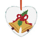 Heart Crystal Ornament – Festive Christmas Bells with Holly Holiday Decoration