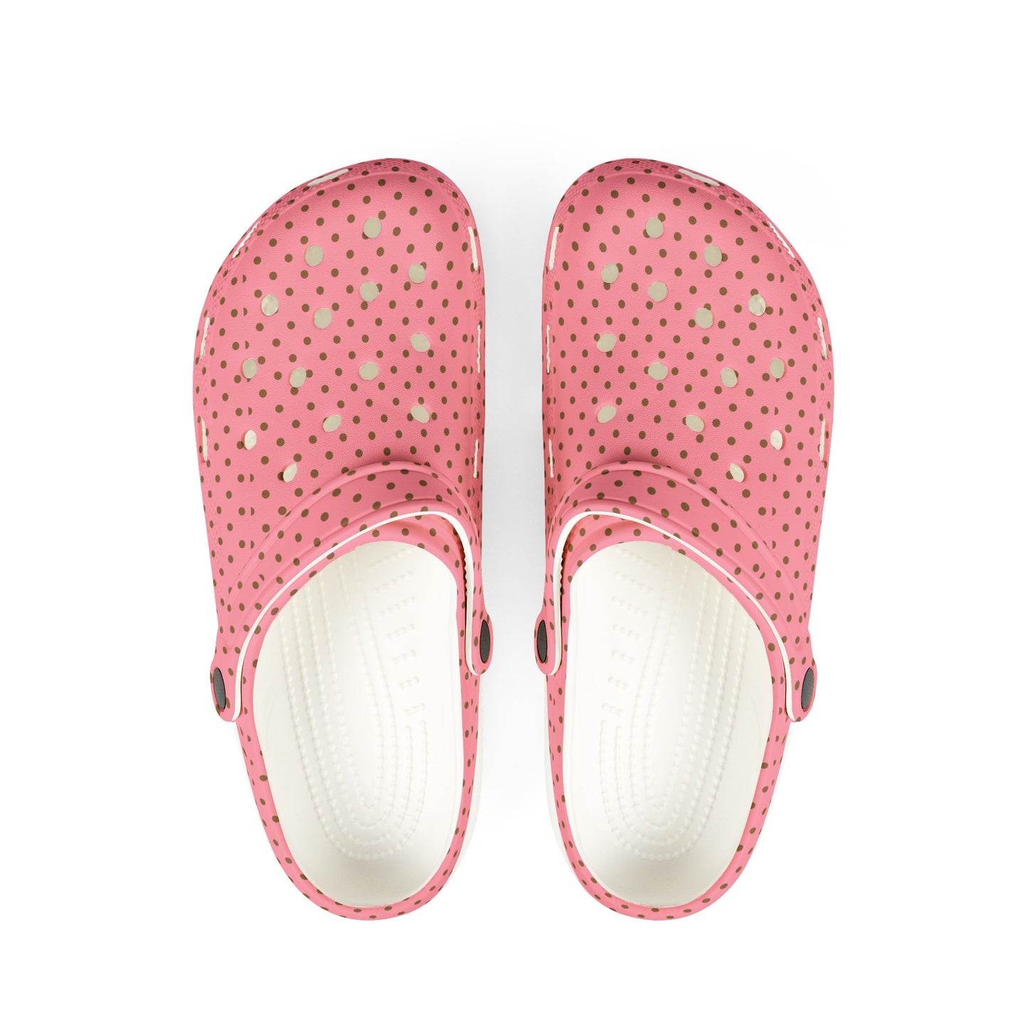 Pink Polka Dot EVA Foam Clogs — Lightweight Slip-On Garden Shoes