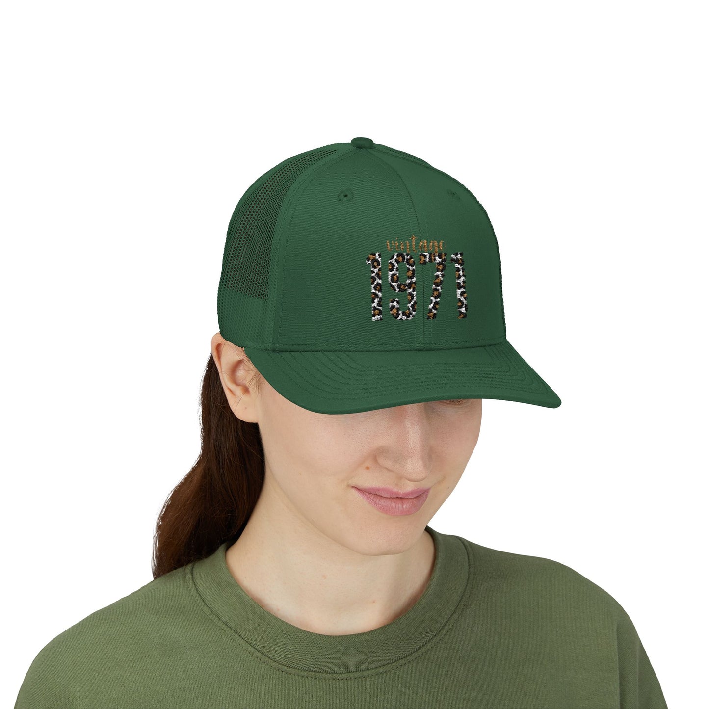 1971 Leopard Print Snapback Trucker Cap — Vintage Born in 1971 Birthday Gift