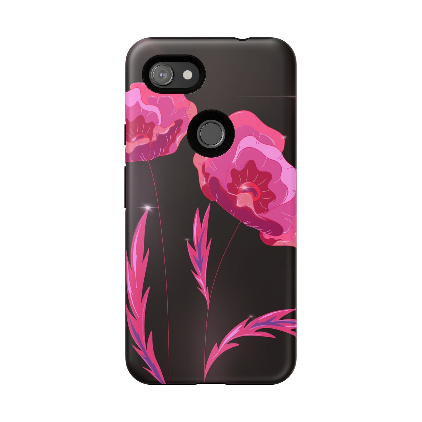 Floral iPhone Case | Tough Cases with Pink Poppy Design, Elegant Flower Phone Cover, Gift for Her, Spring Accessories, Chic Tech