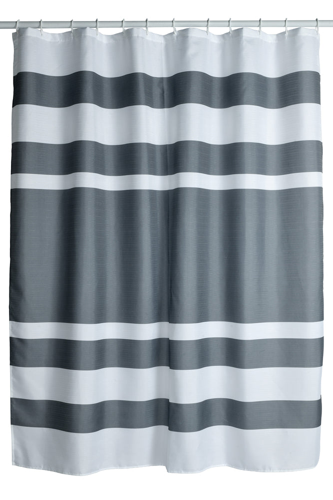 Garson Home Gray Striped 70"W x 72"H Shower Curtain with Peva Liner and Hook Set - 14 Pc.