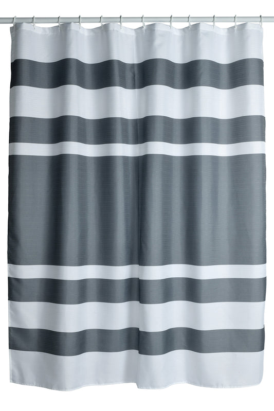 Garson Home Gray Striped 70"W x 72"H Shower Curtain with Peva Liner and Hook Set - 14 Pc.
