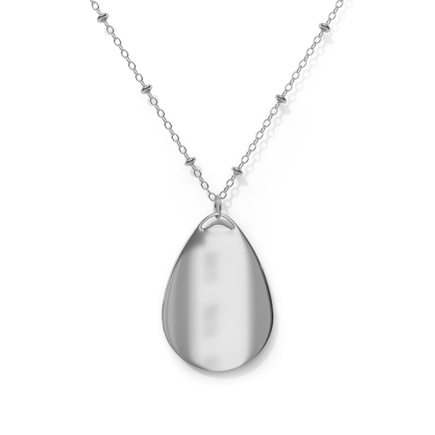 Love Orchid Oval Pendant Necklace — Floral 'LOVE' Teardrop Jewelry