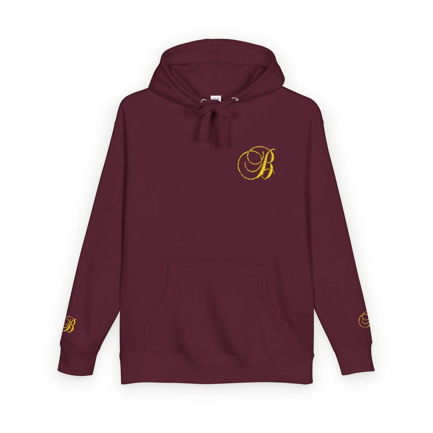 Coral Gold Floral Initial Hoodie — Monogram 'B' Casual Pullover