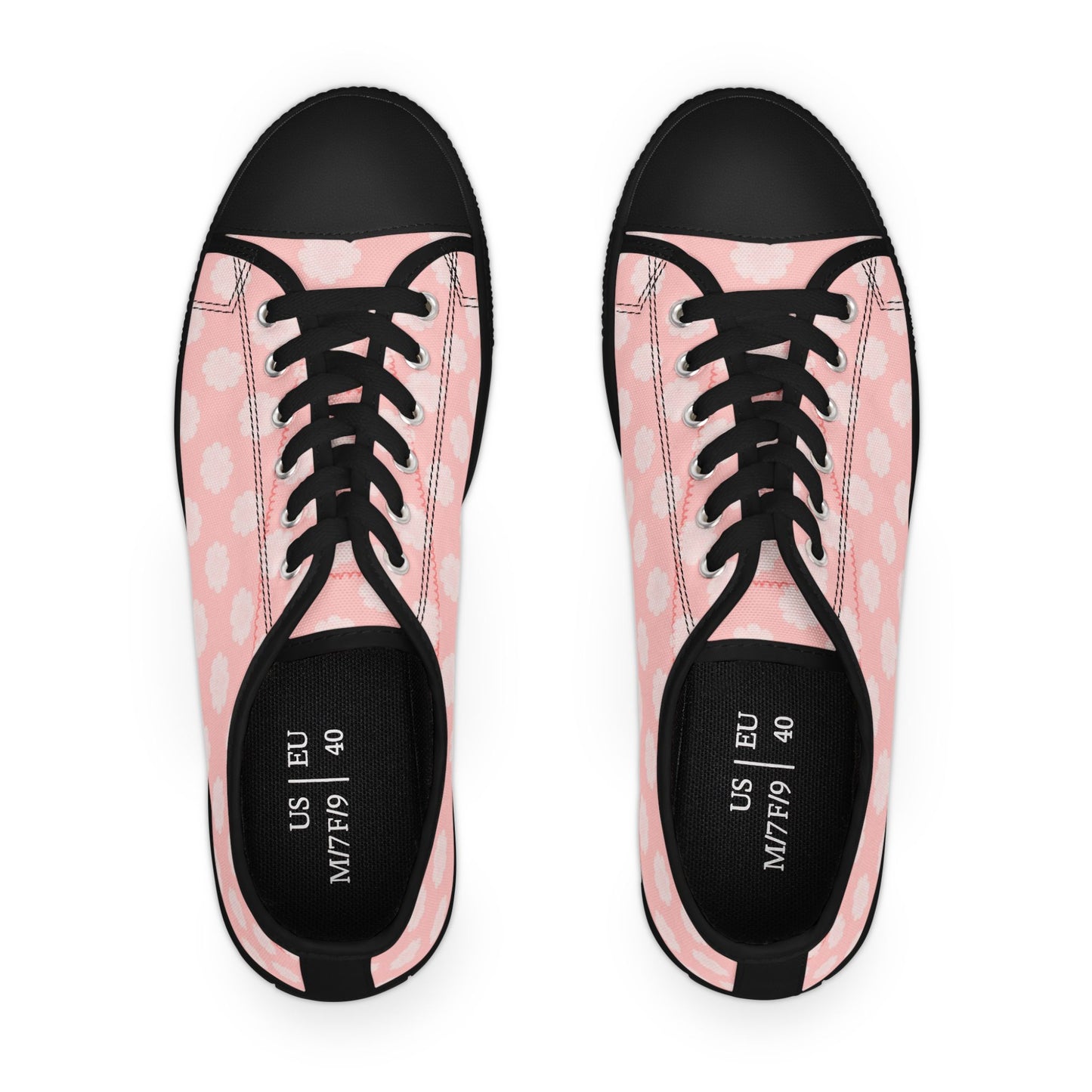 Pink Daisy Low Top Sneakers —  Floral Canvas Casual Shoes