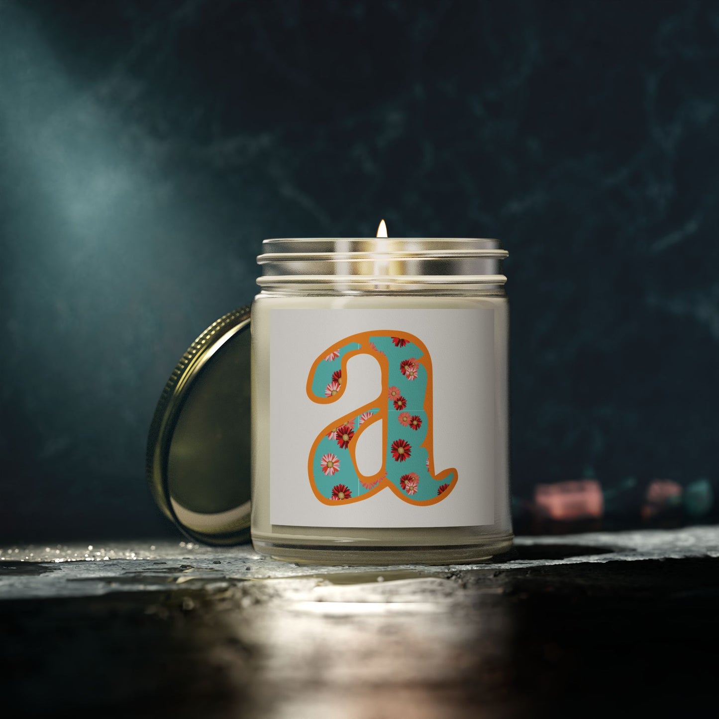 Personalized Floral Scented Candle, Hand-Poured Coconut Apricot Wax, Home Fragrance, Gift for Her, Relaxation, Meditation, Housewarming