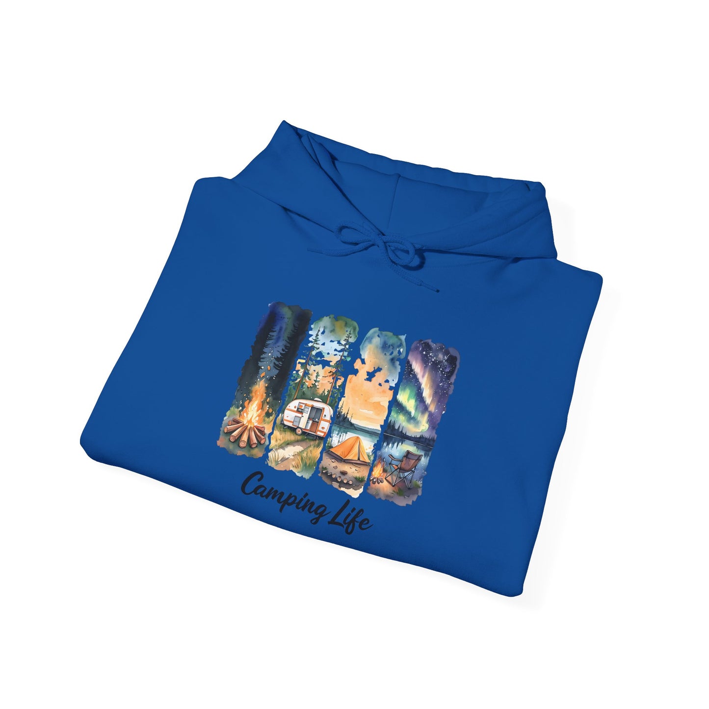 Camping Life Hoodie – Outdoor Illustrated Campsite Scenes