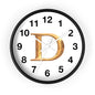 Elegant Initial D Wall Clock, Personalized Home Decor, Modern Timepiece, Gift for Her, Study Room Wall Art, Unique Design