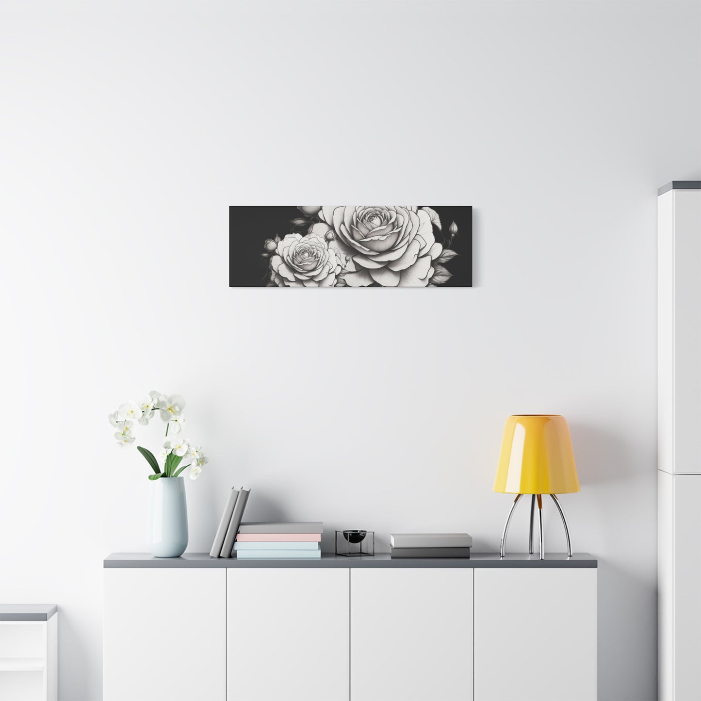 Monochrome Rose Canvas Print — Black & White Floral Wall Art