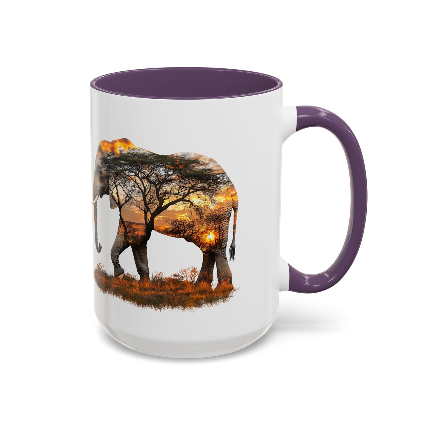 Elegant Elephant Accent Coffee Mug - Nature Lover Gift, Animal Lover Mug