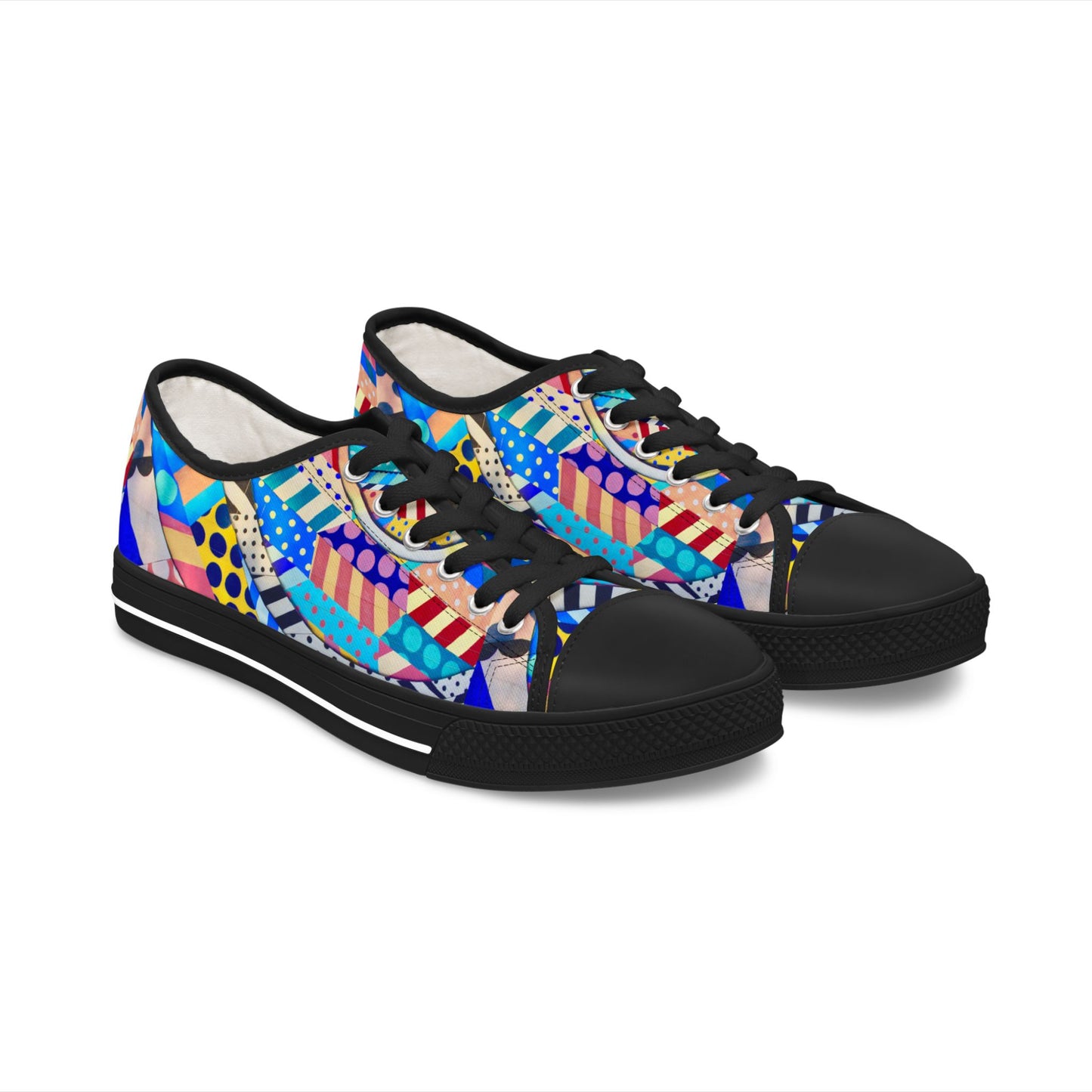 Colorful Abstract Pattern Low Top Sneakers – Bold Geometric Print