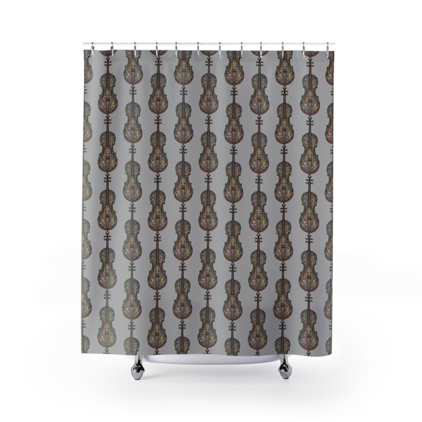 Musical Note Shower Curtain, Vibrant Violin Design, Art Deco Bathroom Decor, Gift for Music Lovers, Unique Home Accessory, Shower Decor