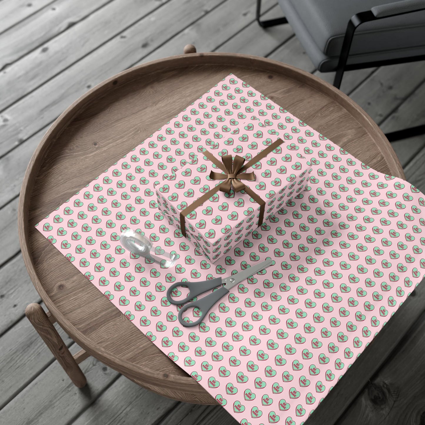 Valentine 'Be Mine' Heart Gift Wrap Paper – Pink Romantic Wrapping Sheets