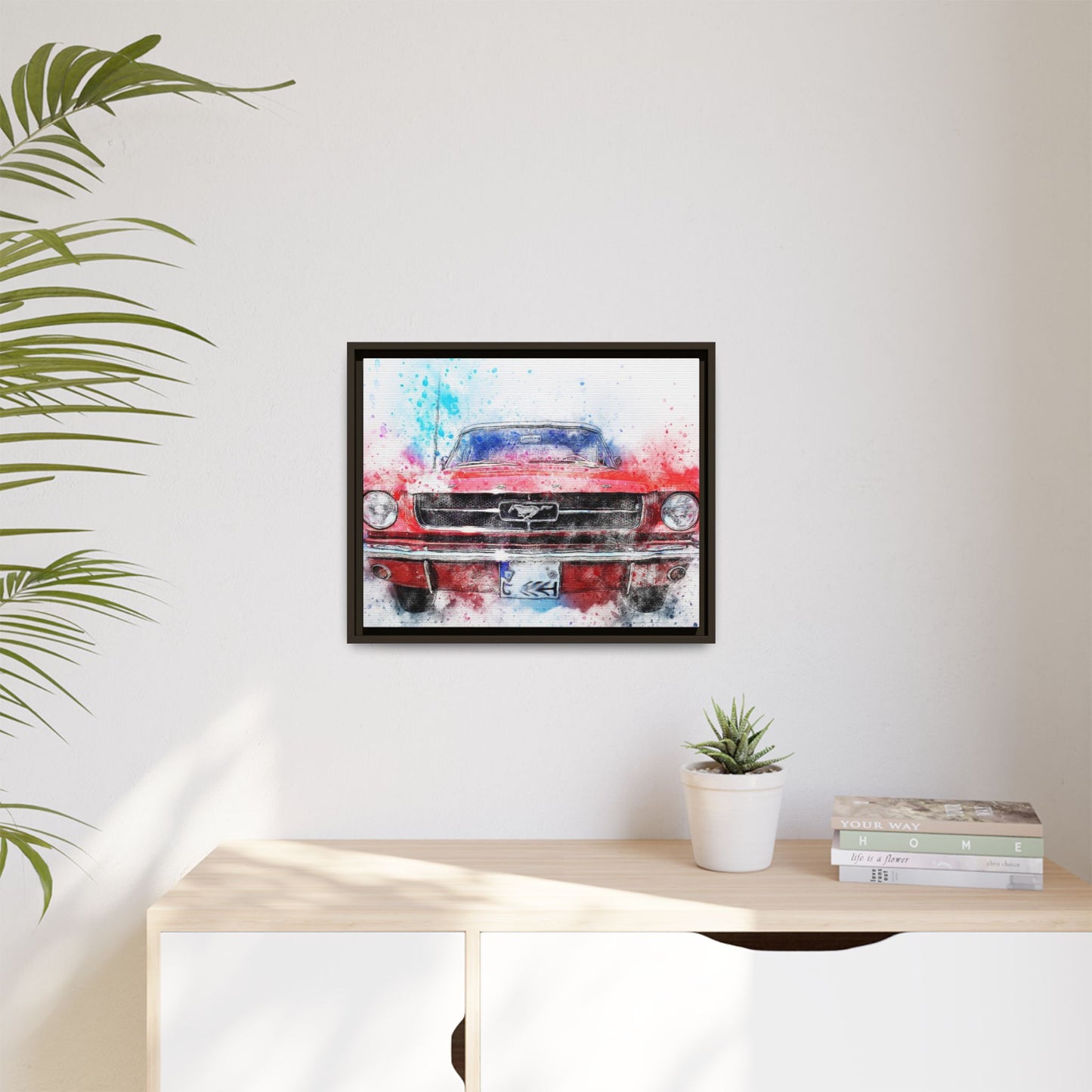 Matte Canvas, Framed Mustang Car