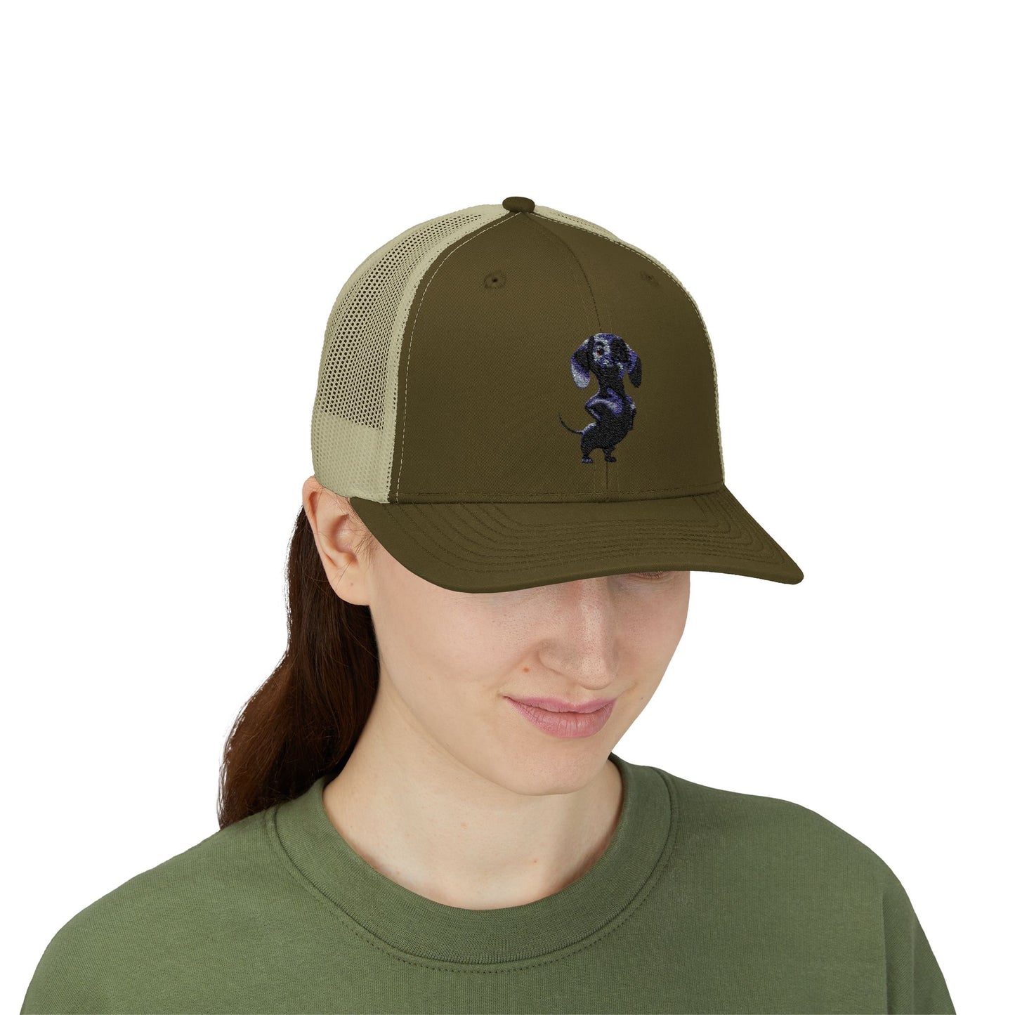 Dachshund Galaxy Trucker Cap – Embroidered Space Sausage Dog Snapback