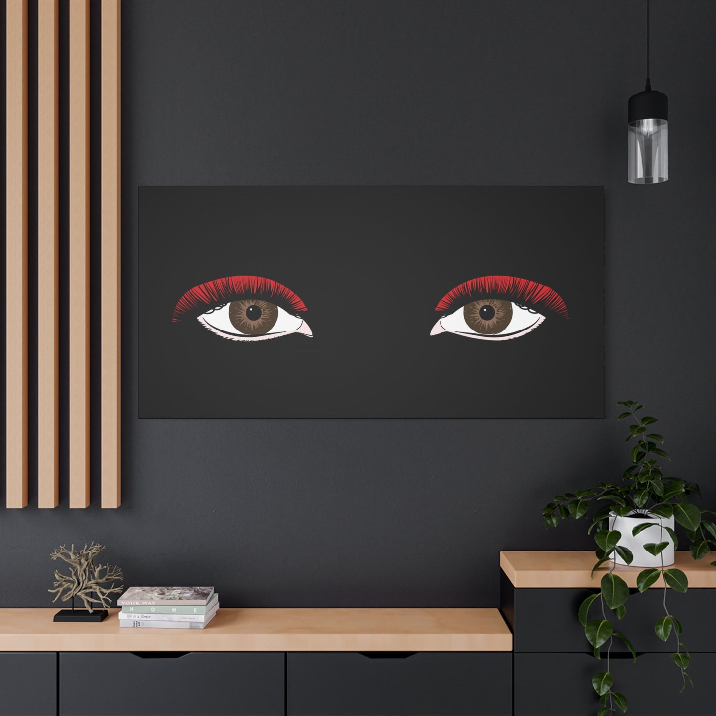 Red Lashes Wall Art Canvas — Glam Eyes Makeup Decor