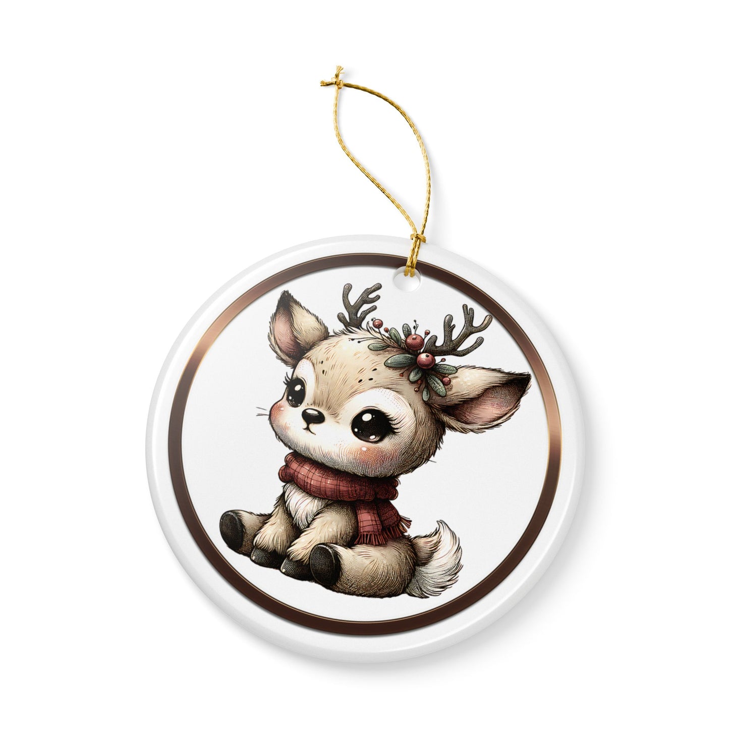 Cute Baby Reindeer Ceramic Ornament — Christmas Tree Decoration