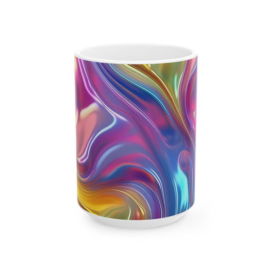 Vibrant Swirl Ceramic Mug, Colorful Coffee Cup, Abstract Art Tea Mug, Unique Gift for Art Lovers, Rainbow Drinkware, Modern Home Decor