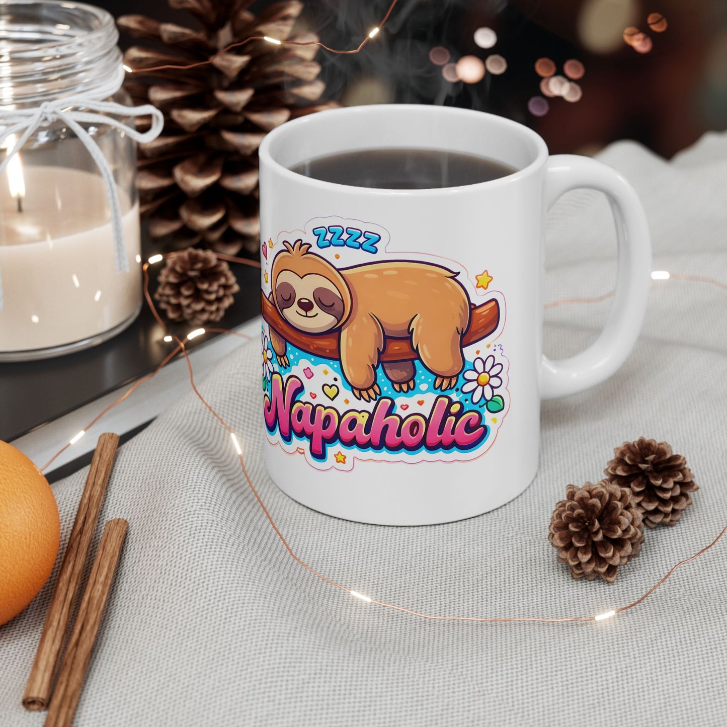 Sloth Napaholic Ceramic Mug — Cute Lazy Sloth Coffee Cup (11oz & 15oz)
